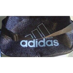 17x9x10" Addidas Floral Print Duffle Bag Black and White